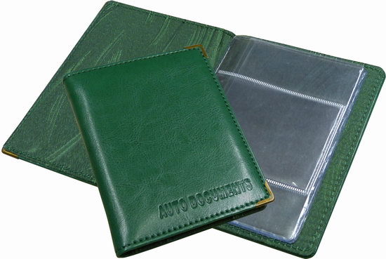 бумажник водителя зеленый